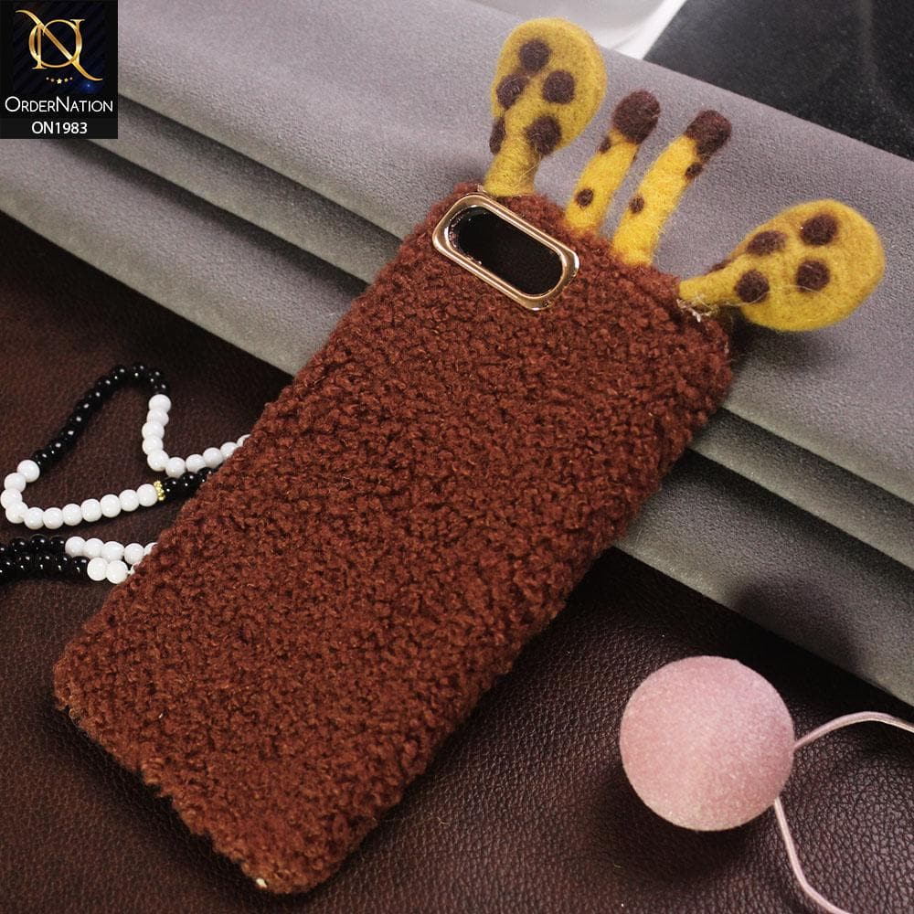 Girlish Cute Summer Winter Giraffe Plush Fur Case For iPhone 8 Plus / 7 Plus - Brown
