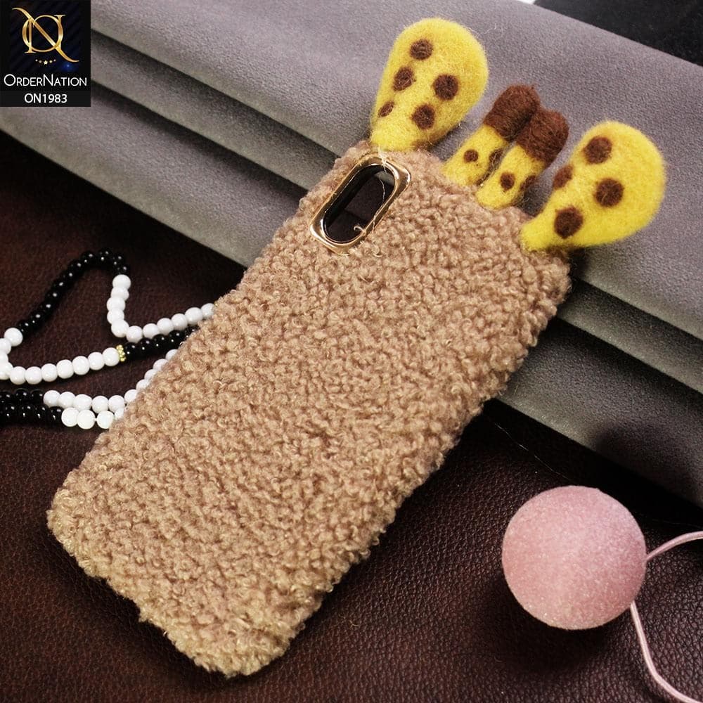 Girlish Cute Summer Winter Giraffe Plush Fur Case For iPhone XS / X - Skin