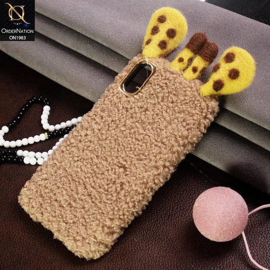 Girlish Cute Summer Winter Giraffe Plush Fur Case For iPhone XS / X - Skin