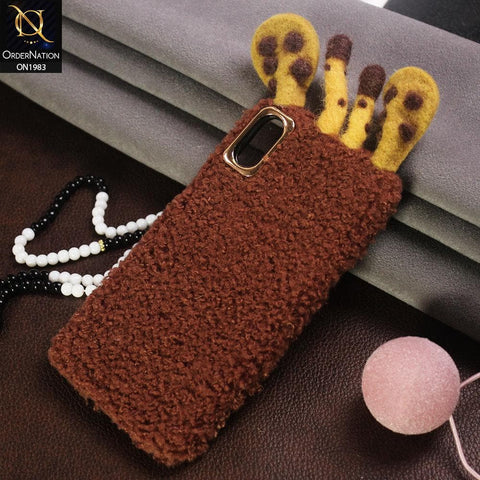 Girlish Cute Summer Winter Giraffe Plush Fur Case For iPhone XS Max - Brown