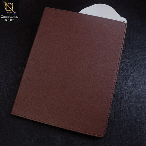 iPad Pro 12.9 (2018) Cover - Brown - Luxury Shockproof Smart Wakeup Flip Book Case