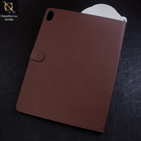 iPad Pro 12.9 (2018) Cover - Brown - Luxury Shockproof Smart Wakeup Flip Book Case