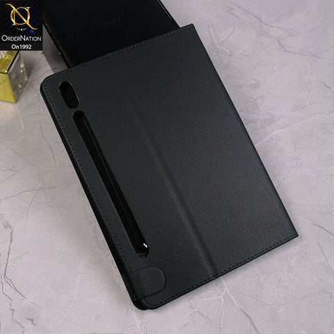 Samsung Galaxy Tab S7 Lite Cover - Black - Luxury Shockproof Smart Wakeup Flip Book Case