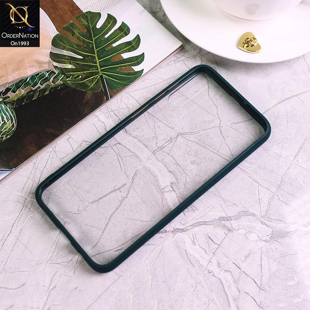 Samsung Galaxy A50 - Dark Green - Shiny Acrylic Anti-Shock Bumper Transparent Back Case