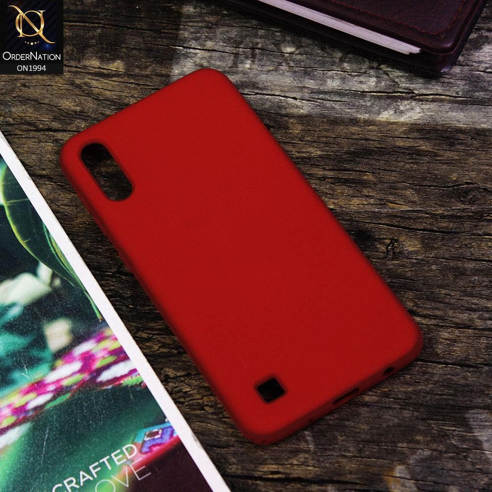 Samsung Galaxy A10 Cover - Red - Matte Shockproof Sillica Gel Soft Case
