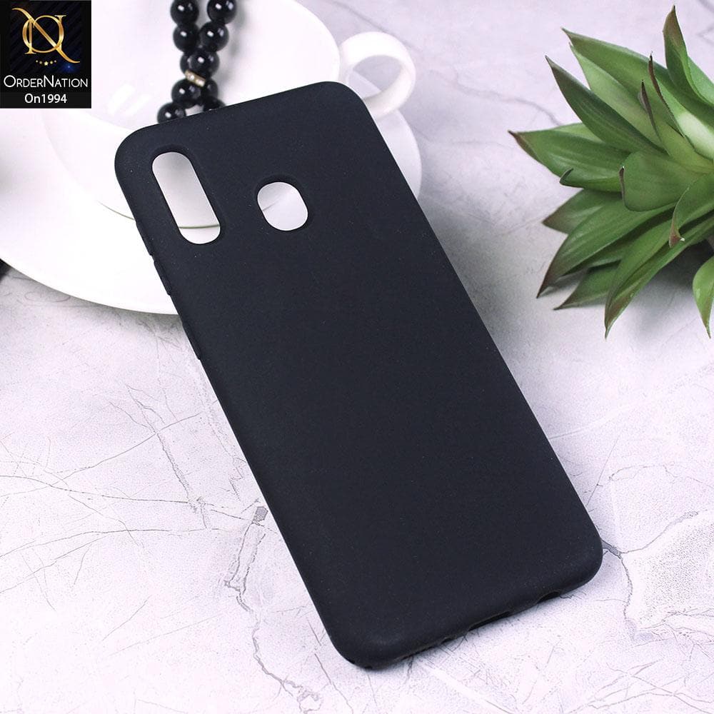 Samsung Galaxy A20 - Black - Matte Shockproof Sillica Gel Soft Case