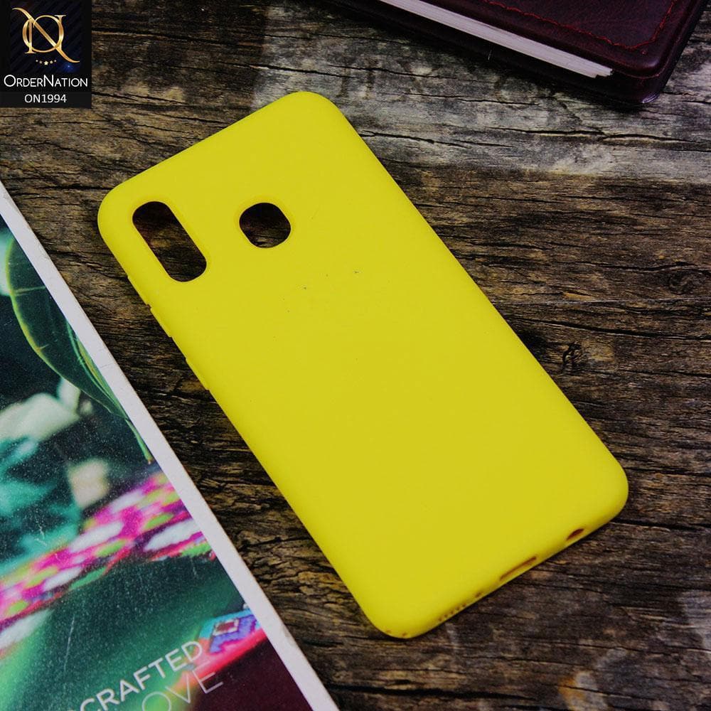 Samsung Galaxy A20 Cover - Yellow - Matte Shockproof Sillica Gel Soft Case