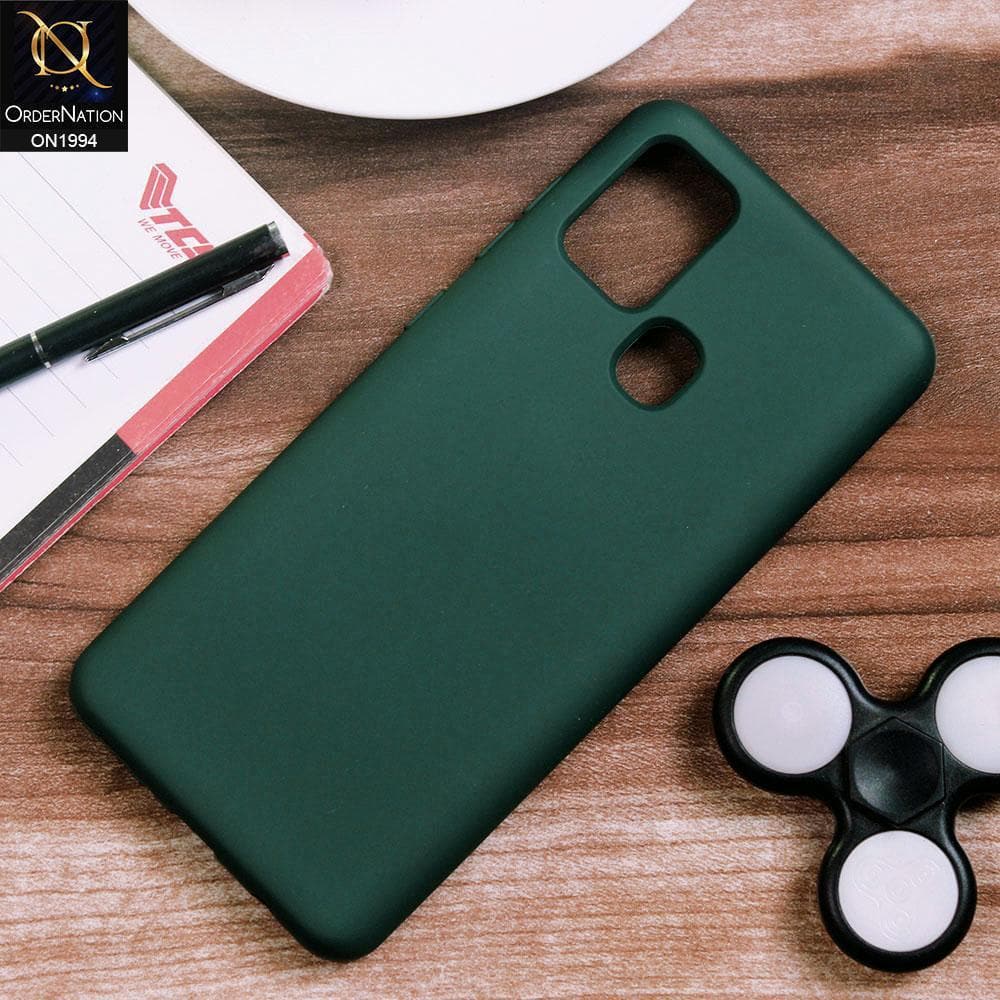 Samsung Galaxy A21s Cover - Dark Green - Matte Shockproof Sillica Gel Soft Case
