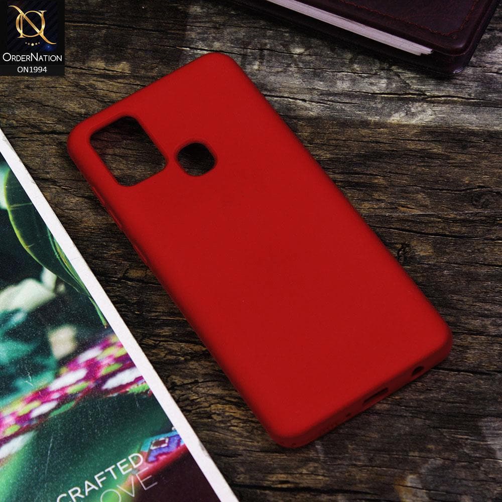 Samsung Galaxy A21s Cover - Red - Matte Shockproof Sillica Gel Soft Case