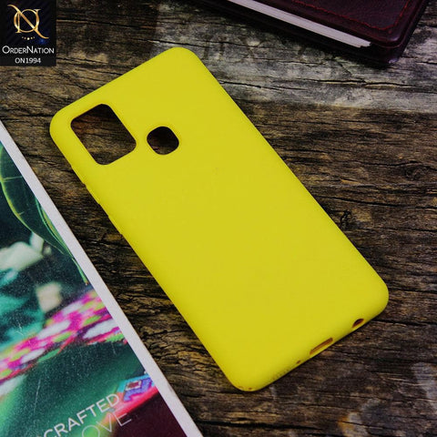 Samsung Galaxy A21s Cover - Yellow - Matte Shockproof Sillica Gel Soft Case