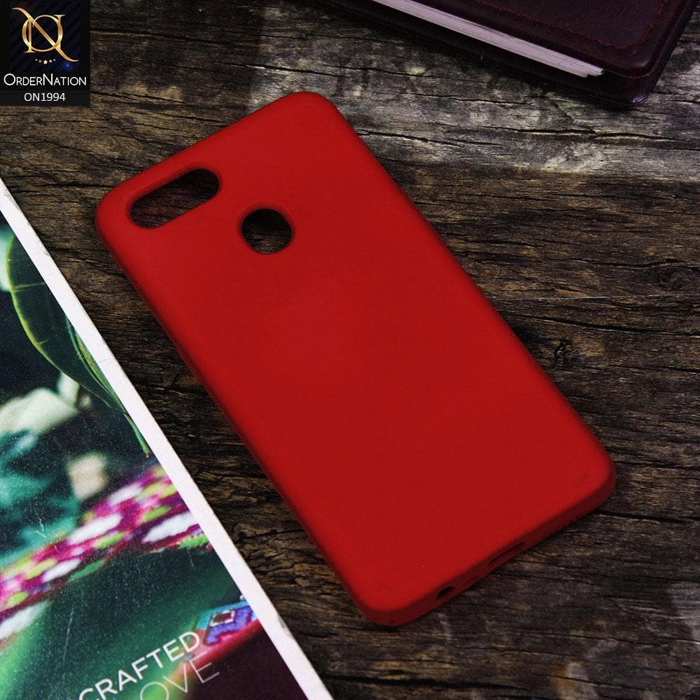 Oppo A12 Cover - Red - Matte Shockproof Sillica Gel Soft Case