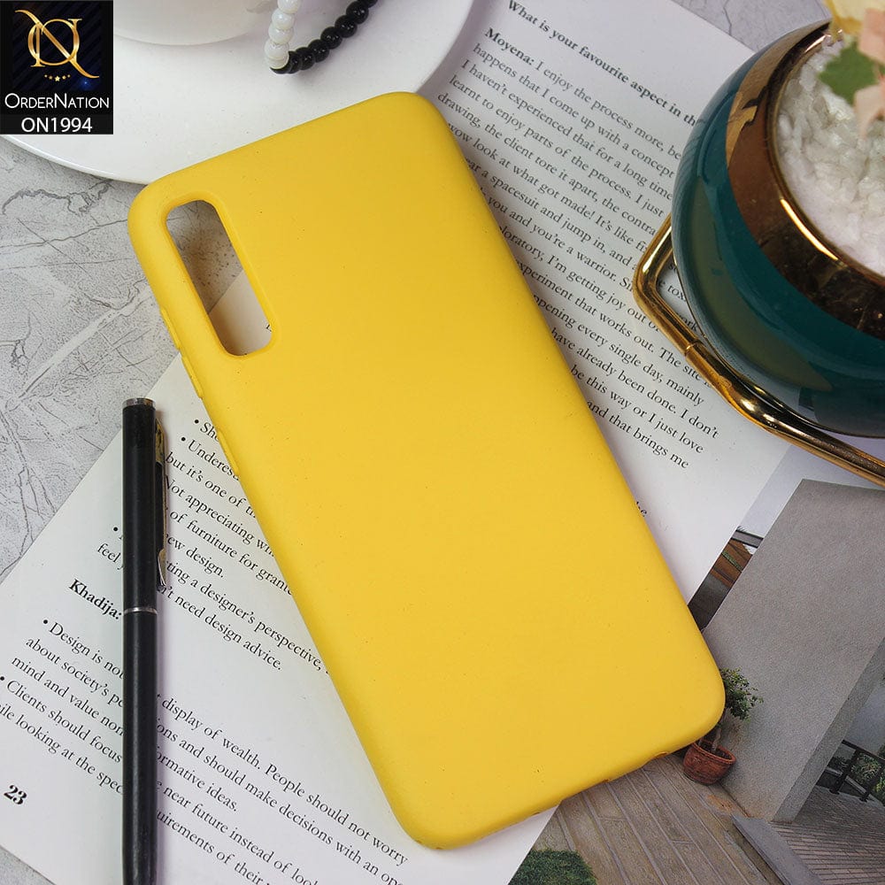 Samsung Galaxy A70 Cover - Yellow - Matte Shockproof Sillica Gel Soft Case