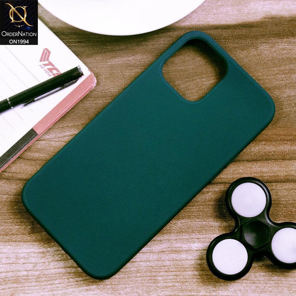 iPhone 12 Pro Max Cover - Dark Green - Matte Shockproof Sillica Gel Soft Case