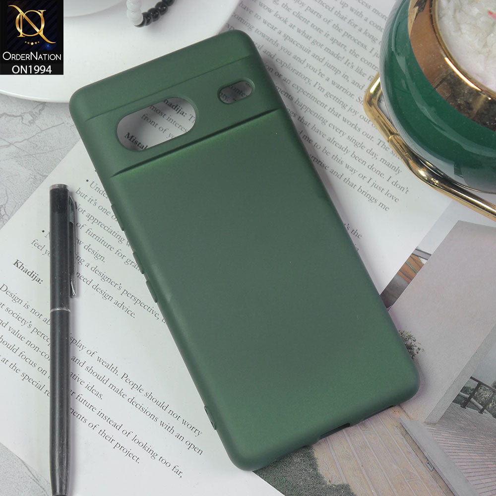 Google Pixel 7 Cover - Green - Matte Shockproof Sillica Gel Soft Case