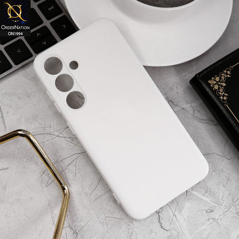 Samsung Galaxy S24 Cover - White - Matte Shockproof Sillica Gel Soft Case