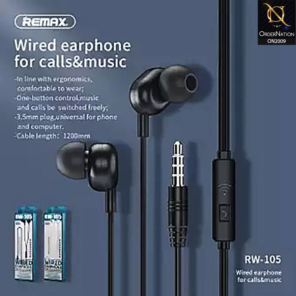 Rw-105 Wire Handfree With Mic - Black