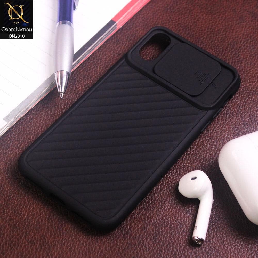 Anti-drop Lens Protection Slide Camera Protective Back Case iPhone XS / X - Black