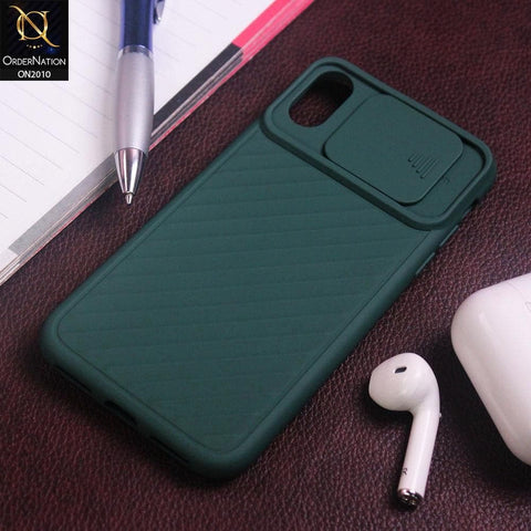 Anti-drop Lens Protection Slide Camera Protective Back Case iPhone XS / X - Green