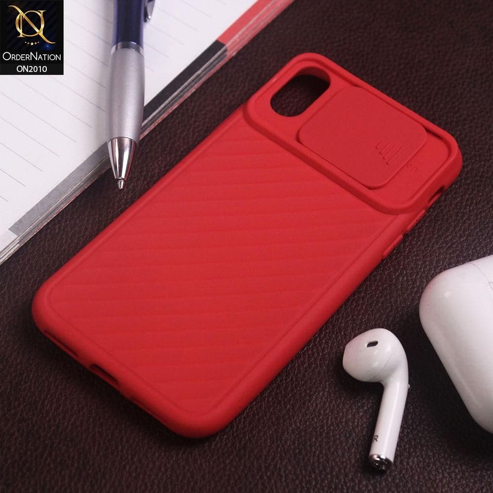 Anti-drop Lens Protection Slide Camera Protective Back Case iPhone XS / X - Red