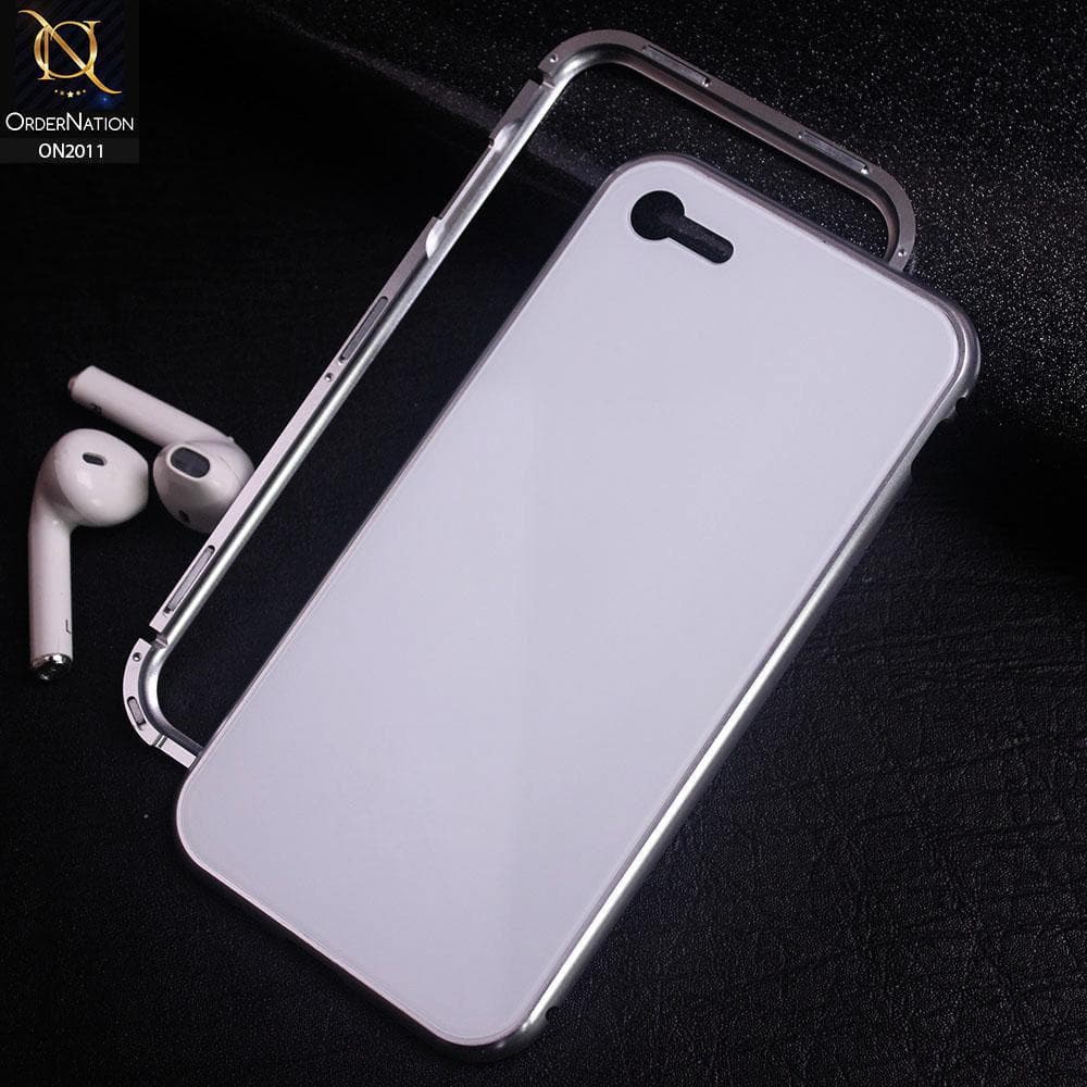 iPhone SE 2020 Cover - White - Glossy Candy Shell Shockproof Metal Magnetic Bumper Case