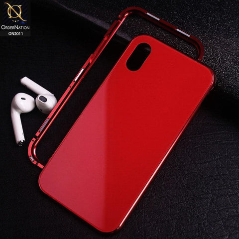 iPhone XS / X Cover - Red - Glossy Candy Shell Shockproof Metal Magnetic Bumper Case