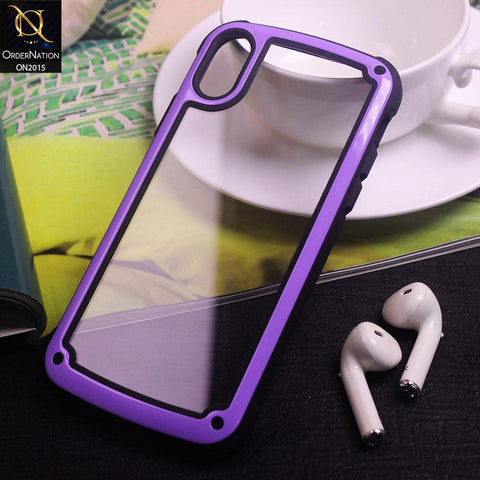 Shockproof Hybrid Pc With Acrylic Back Shell Case For iPhone XS / X - Purple