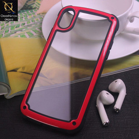 Shockproof Hybrid Pc With Acrylic Back Shell Case For iPhone XS / X - Red