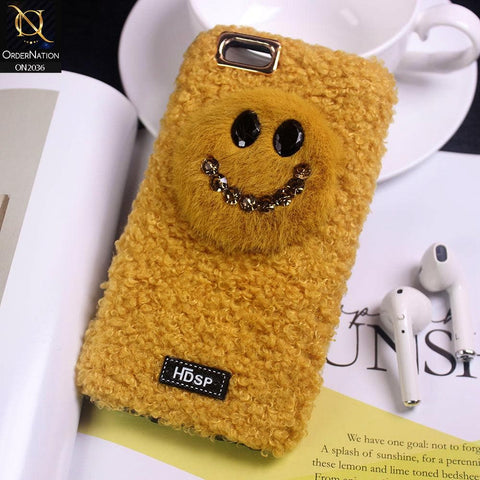 iPhone 6s Plus / 6 Plus - Yellow - Girlish Cute Smiling Face Soft Plush Fur Case