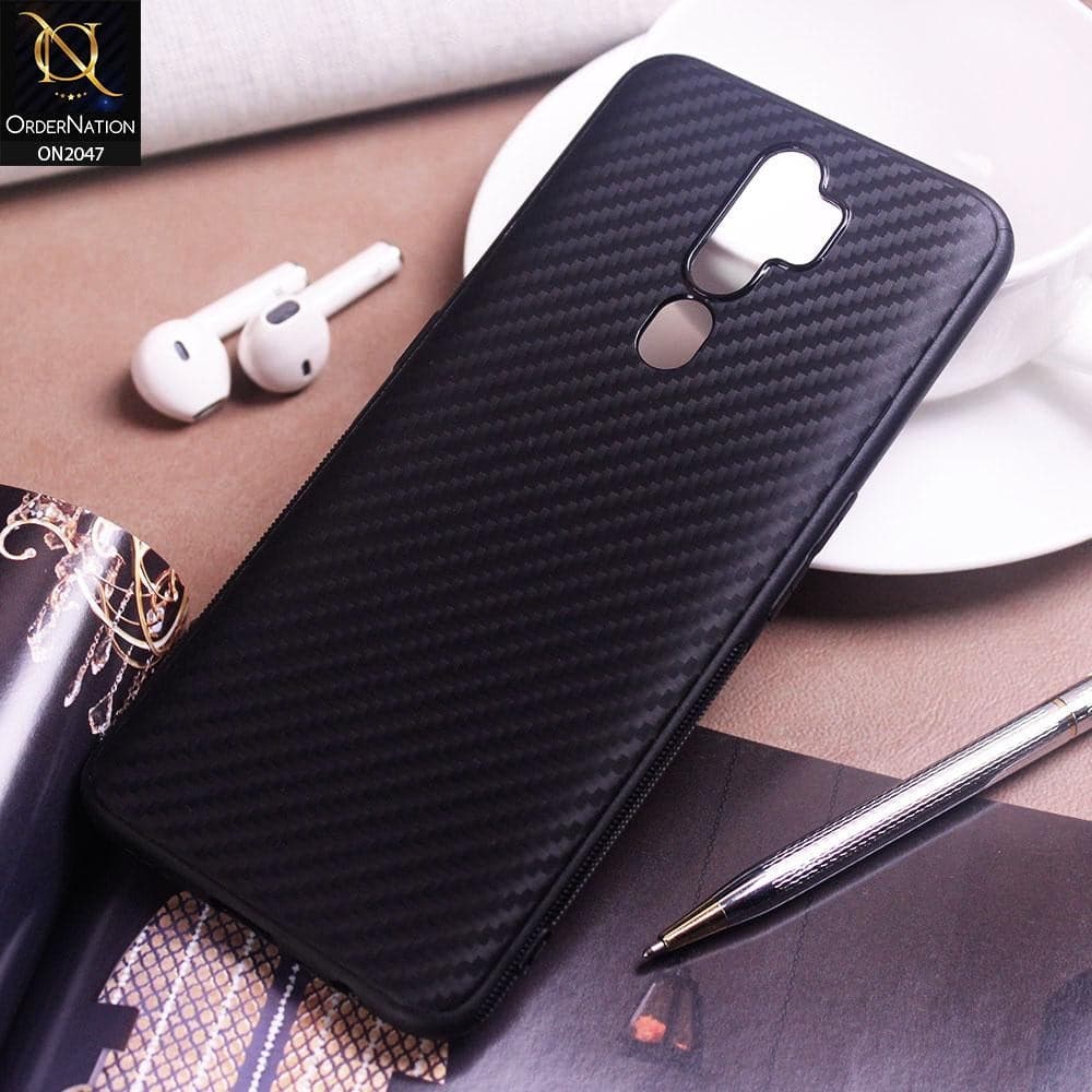 Carbon Fiber Style Soft Case For Oppo A9 2020 - Black