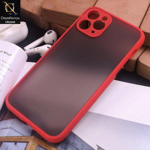 Color Borders Semi Transparent Back Shell Case  For iPhone 11 Pro - Red