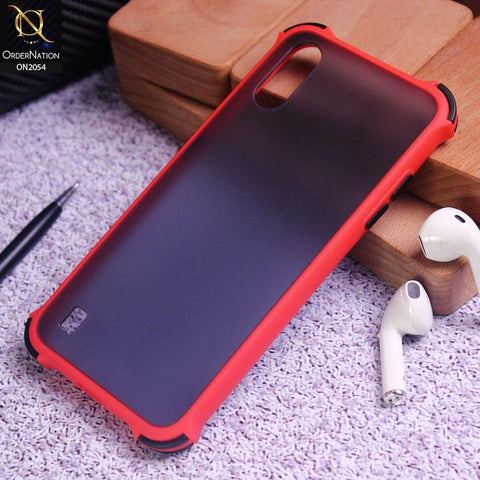 Samsung Galaxy A01 Cover - Red - Translucent Matte Shockproof Case