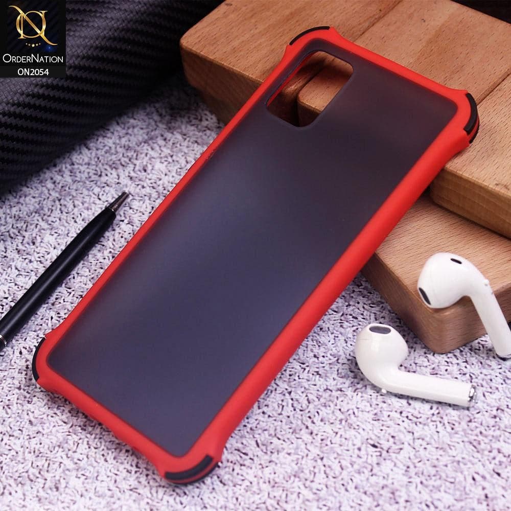 Translucent Matte Shockproof Case For Samsung Galaxy A51 - Red