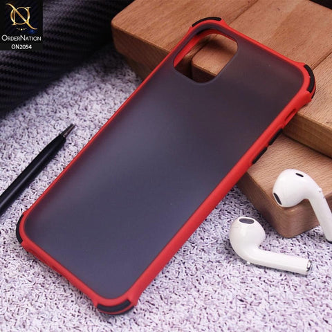 Translucent Matte Shockproof Case For iPhone 11 Pro Max - Red
