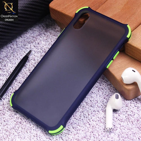 Translucent Matte Shockproof Case For iPhone XS / X - Blue