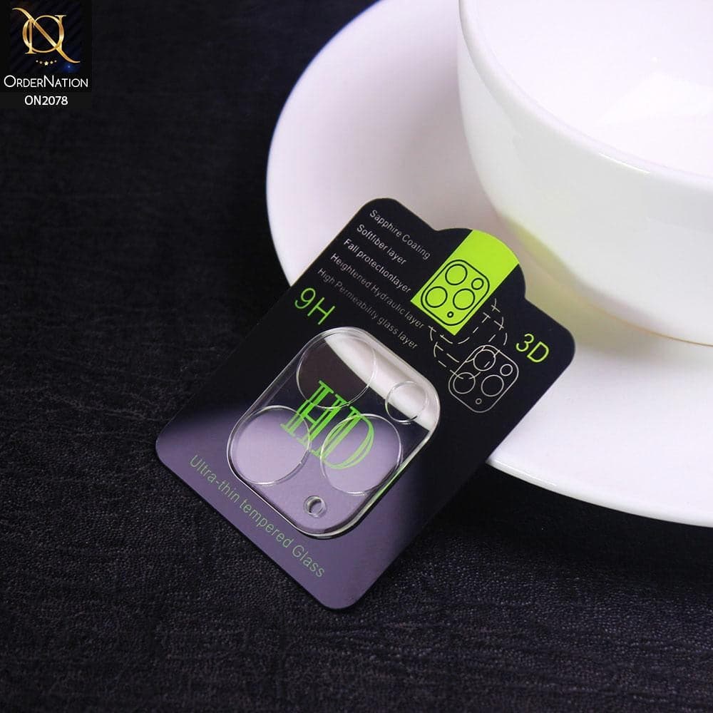 3D Film 9H Glass Color Camera Lens Protector For iPhone 11 Pro Max - Transparent