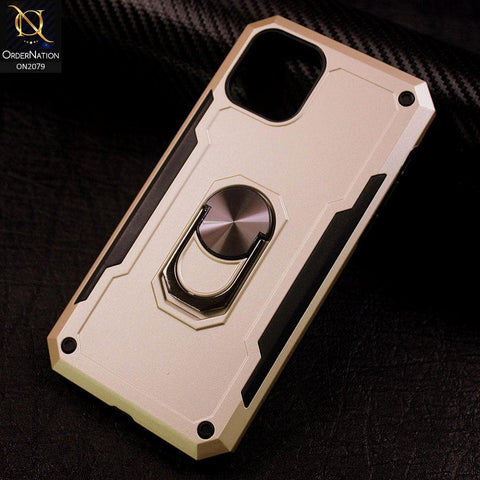 Heavy Duty Hybrid Anti-Knock Shockproof Angle Adjustment Finger Ring Kickstand Case For iPhone 11 - Golden