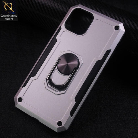 Heavy Duty Hybrid Anti-Knock Shockproof Angle Adjustment Finger Ring Kickstand Case For iPhone 11 Pro - Silver