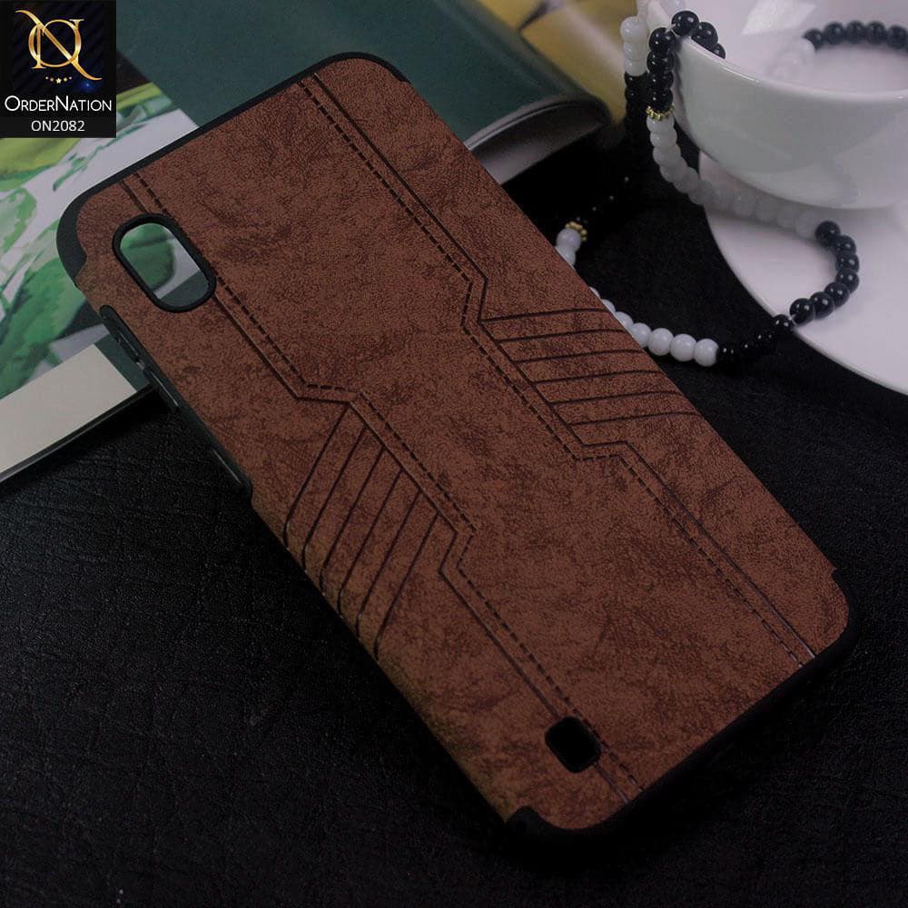Samsung Galaxy A10 Cover - Brown - New Arrival Leather Texture Feels Soft Tpu Case