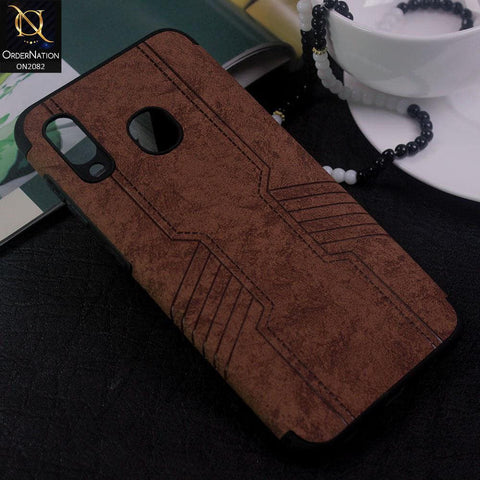 Samsung Galaxy A20 Cover - Brown - New Arrival Leather Texture Feels Soft Tpu Case