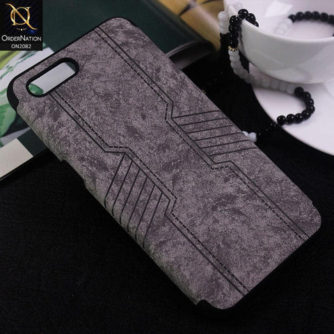 Oppo A12e Cover - Gray - New Arrival Leather Texture Feels Soft Tpu Case