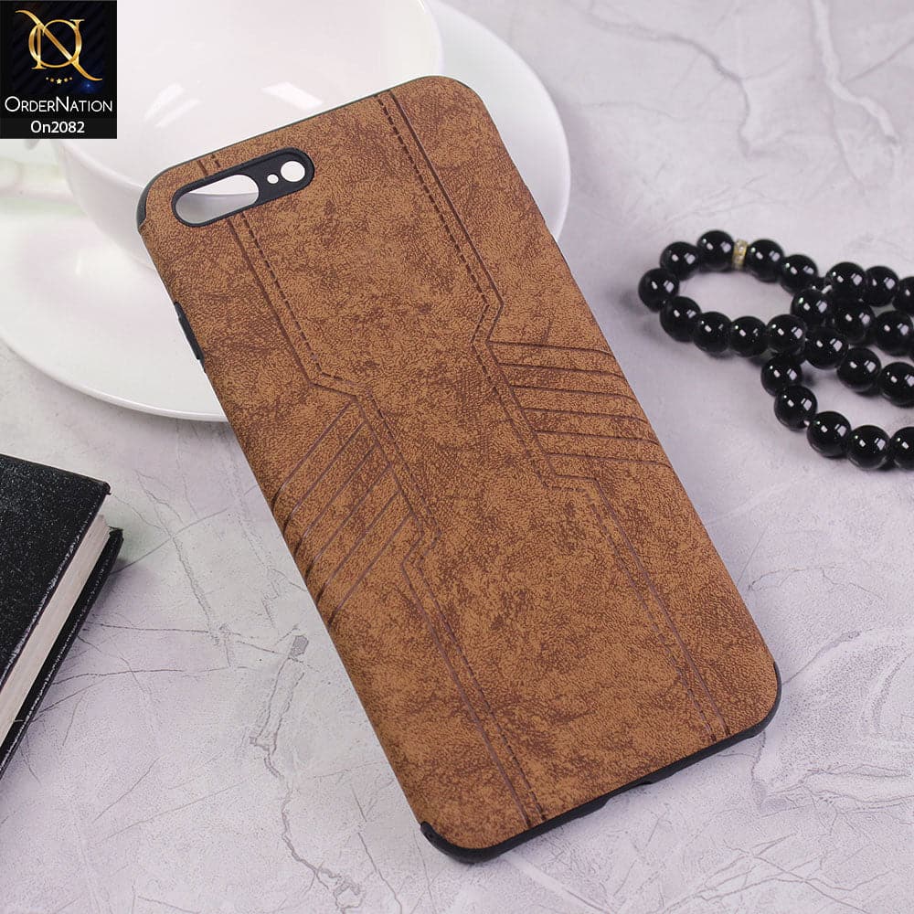iPhone 8 Plus / 7 Plus Cover - Brown - New Arrival Leather Texture Feels Soft Tpu Case