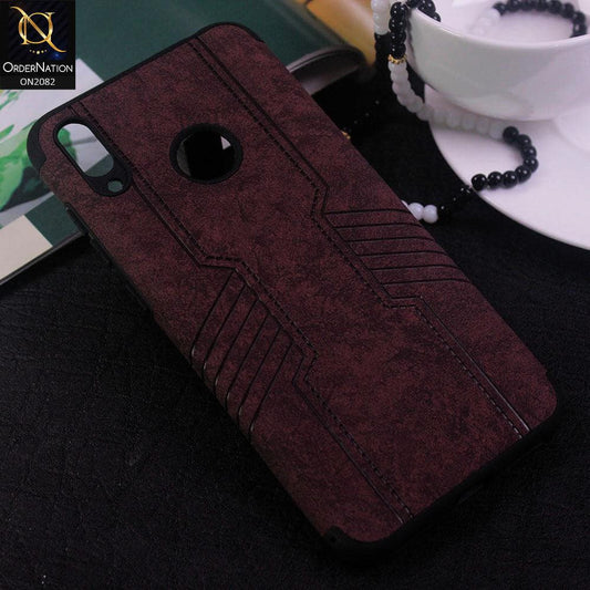 Huawei Y7 Prime 2019 / Y7 2019 / Y7 Pro 2019 Cover - Maroon - New Arrival Leather Texture Feels Soft Tpu Case