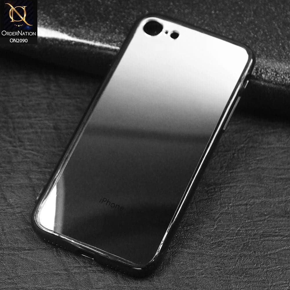 iPhone 8 / 7 - Silver - Stylish Soft Borders Mirror Shine Back Case