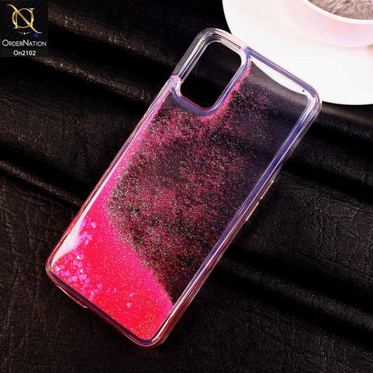 Oppo A52 - Pink - Cute Love Hearts Liquid Glitter Pc Back Case