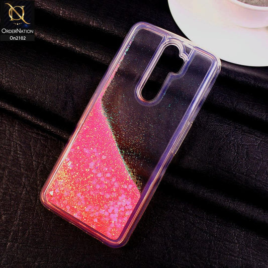 Oppo A5 2020 - Light Pink - Cute Love Hearts Liquid Glitter Pc Back Case