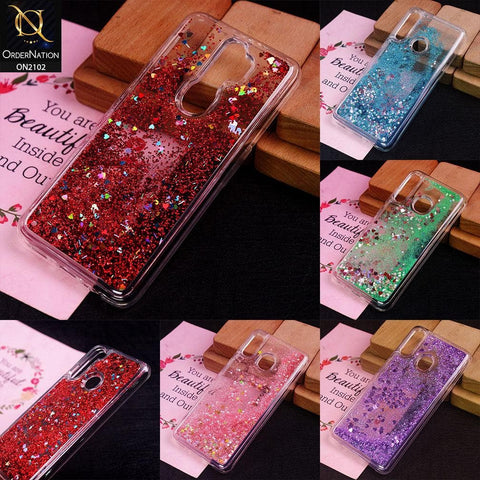 Samsung Galaxy S8 Plus Cover - Blue - Cute Love Hearts Liquid Glitter Pc Back Case