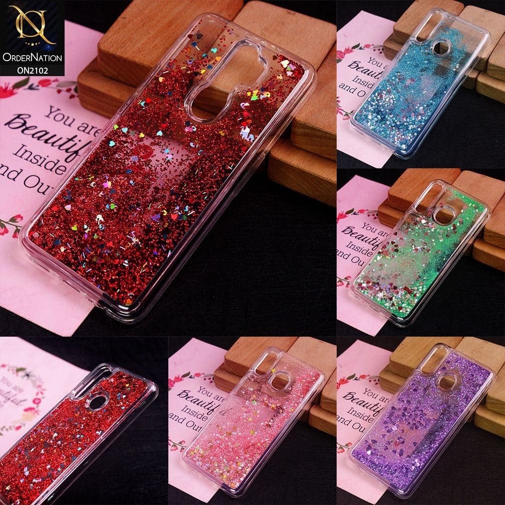 Huawei Y6 2019 / Y6 Prime 2019 Cover - Red - Cute Love Hearts Liquid Glitter Pc Back Case