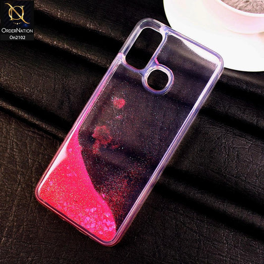 Infinix Hot 9 Play - Pink - Cute Love Hearts Liquid Glitter Pc Back Case