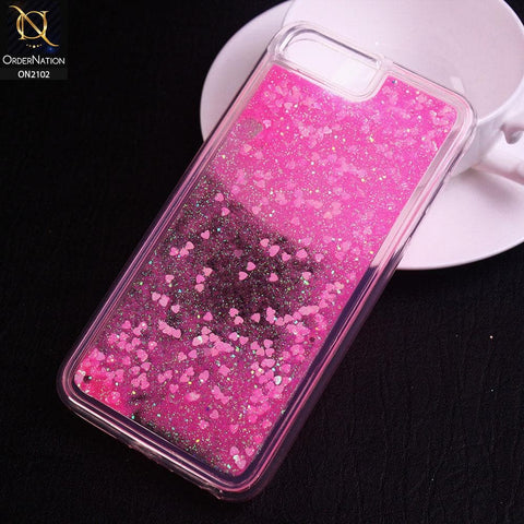 iPhone 6s Plus / 6 Plus Cover - Light Pink - Cute Love Hearts Liquid Glitter Pc Back Case