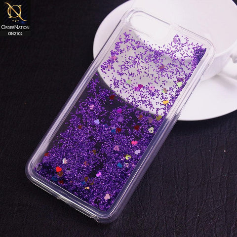 iPhone 6s Plus / 6 Plus Cover - Purple - Cute Love Hearts Liquid Glitter Pc Back Case